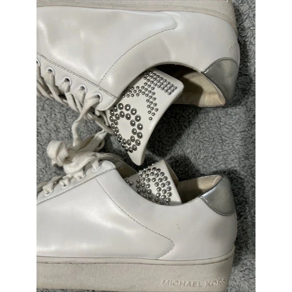 Michael Kors white leather sneakers size 10 fashion studded